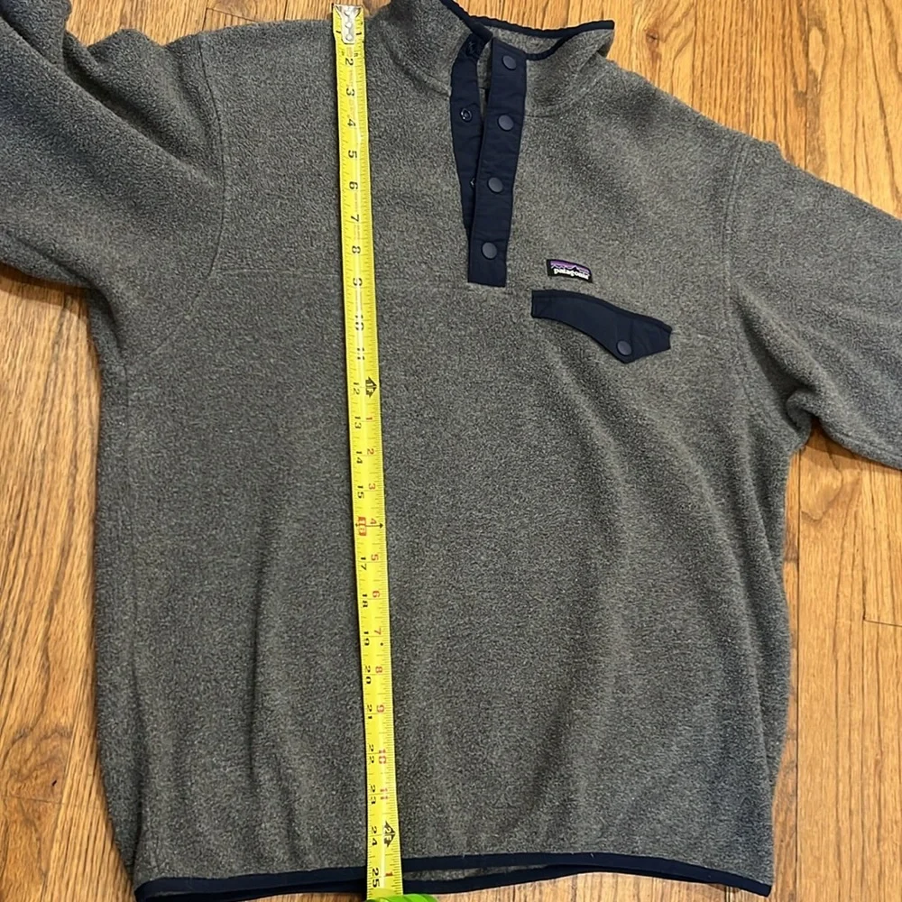 Patagonia pullover grey Synchilla retool jacket snap buttons youth xxl 16-18